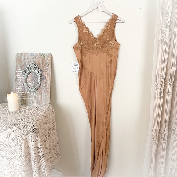 NWT Free People X Brenda Knight Laced Maxi Slip Dress - Picture 3 of 15